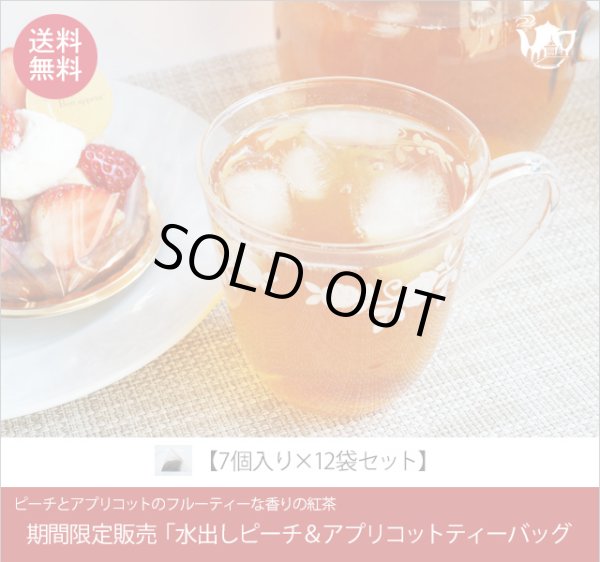 画像1: 期間限定紅茶　水出しティーバッグ ＜ピーチアプリコット＞【７個入袋×１２袋セット】送料無料（北海道、九州、沖縄を除きます） (1)